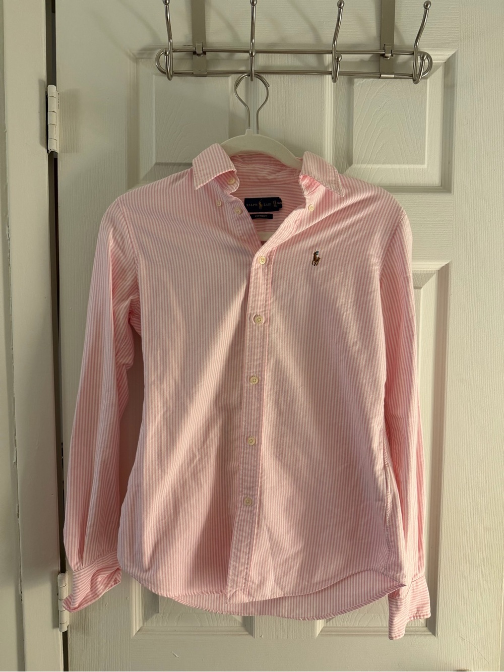 Polo by Ralph Lauren Pink and White Striped Button-Down Shirt